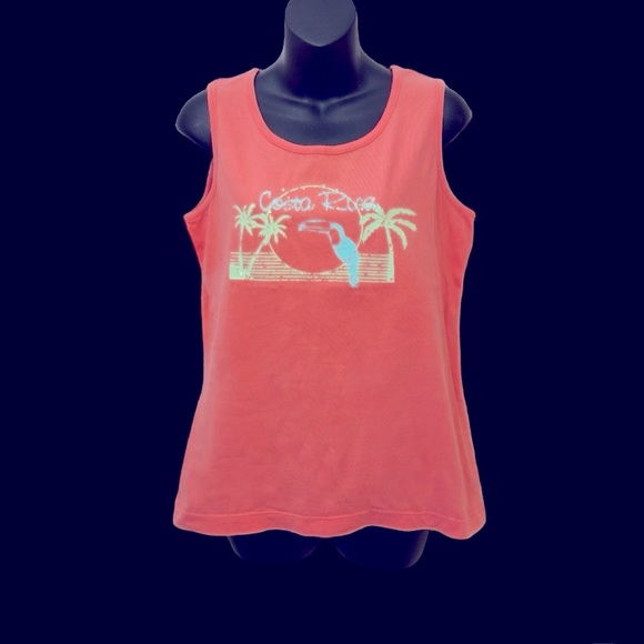 Cherokee Tops - Cute beachy tank top in coral and turquoise. Sz. S